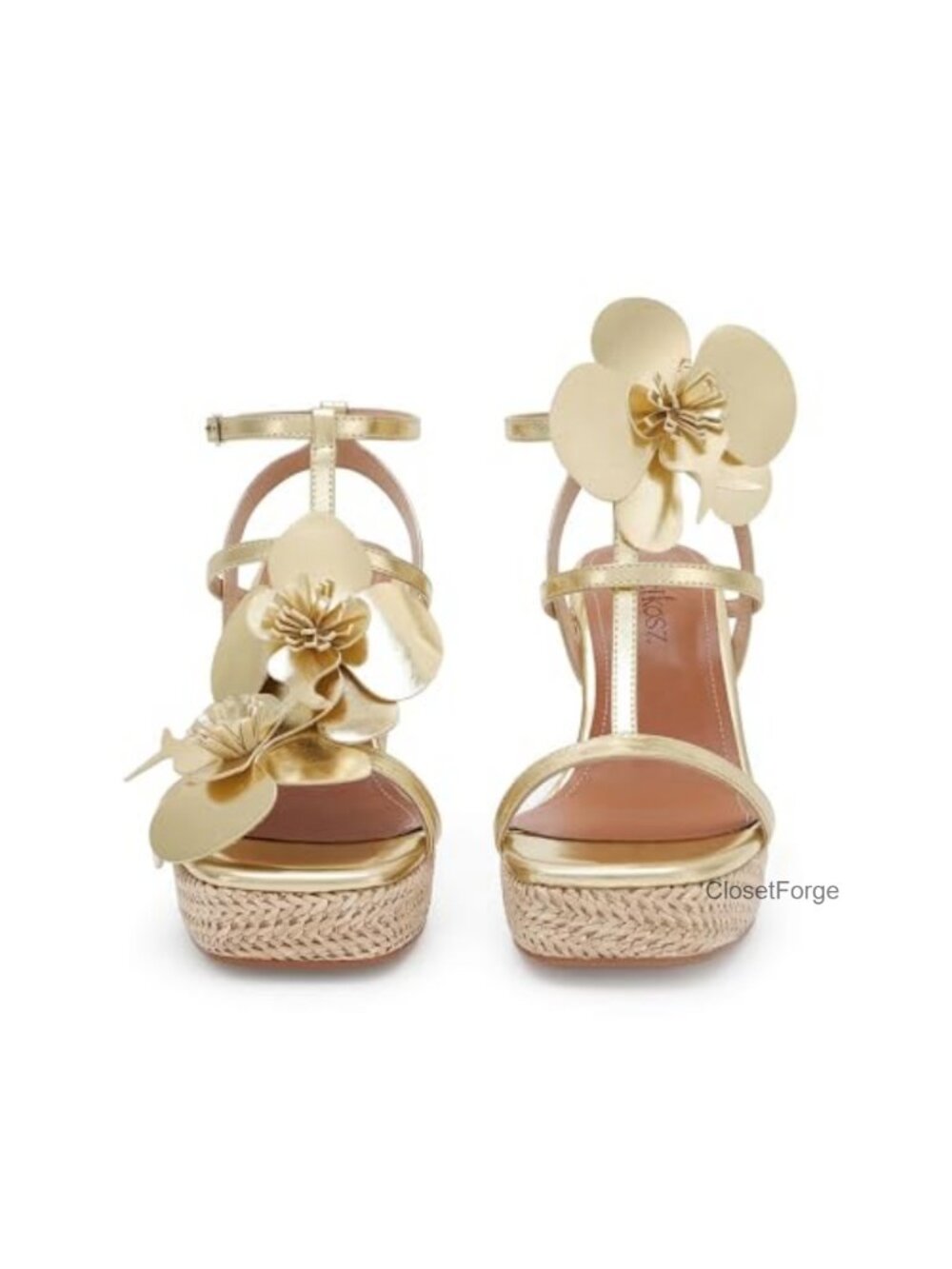 Raffia Wedge Sandals Women Strappy Platform Heels